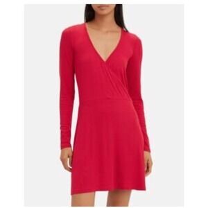 Intermix Red Mini Dress Serena Wrap Front‎ Knit Long Sleeve